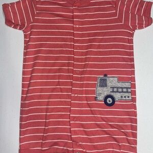 Carters: Baby Firetruck Striped Romper/One Piece (24 Months)